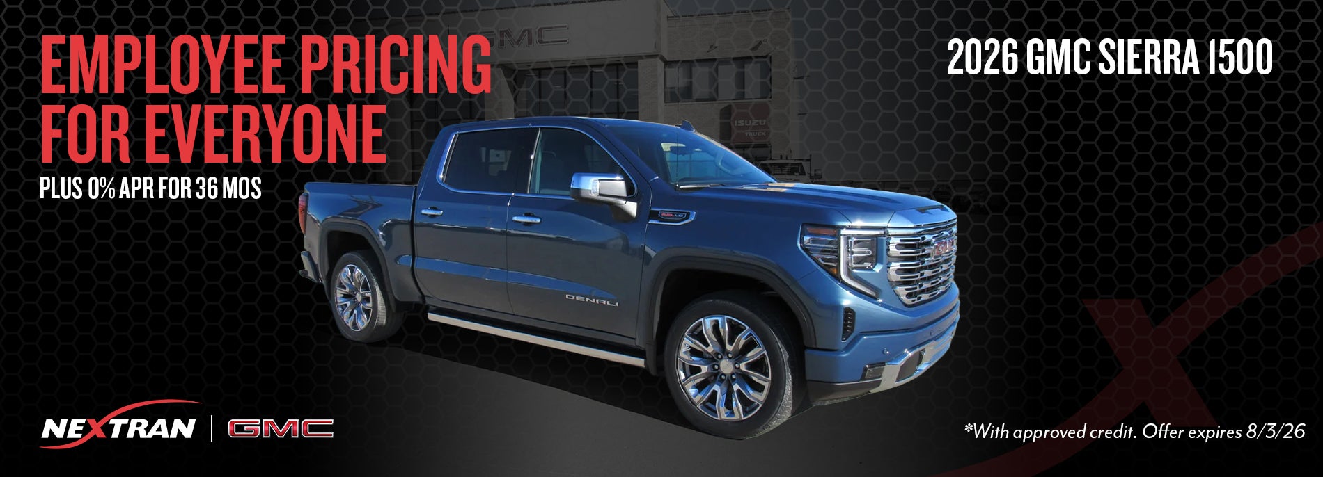 2026 GMC Sierra 1500 0% APR for 36 MOS.